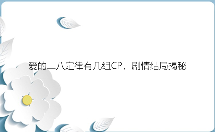 爱的二八定律有几组CP，剧情结局揭秘