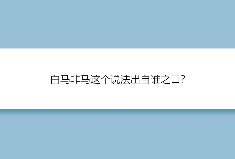 白马非马这个说法出自谁之口？