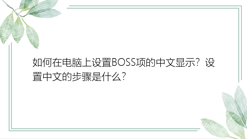 如何在电脑上设置BOSS项的中文显示？设置中文的步骤是什么？