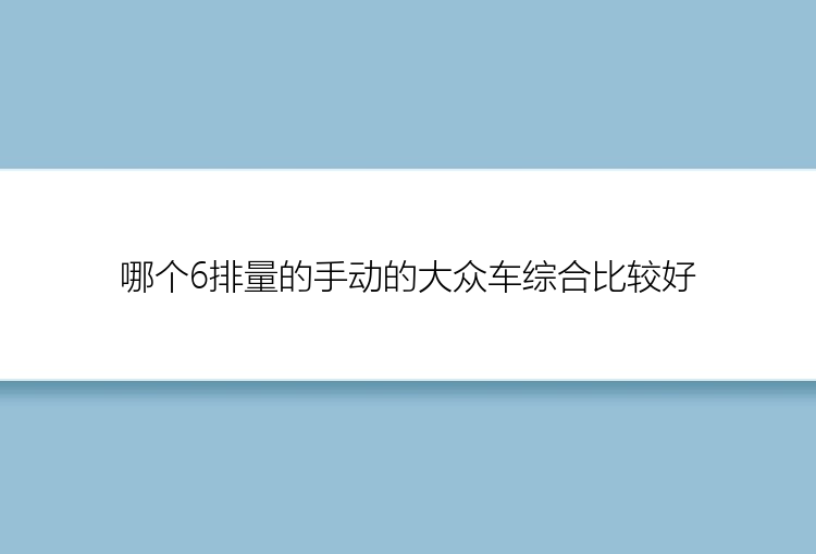 哪个6排量的手动的大众车综合比较好