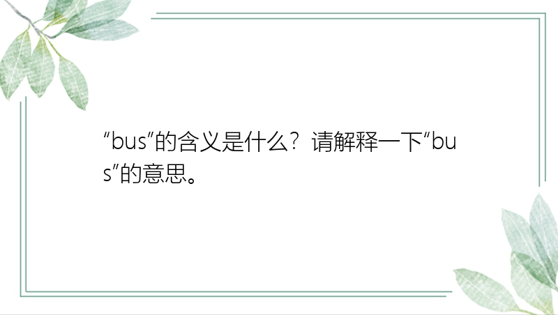 “bus”的含义是什么？请解释一下“bus”的意思。