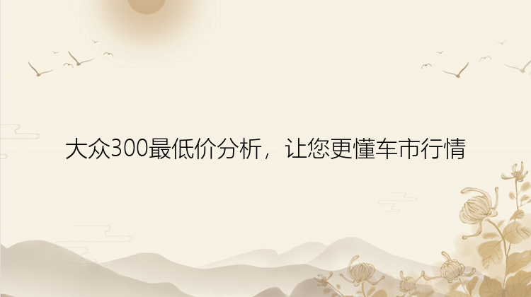 大众300最低价分析，让您更懂车市行情