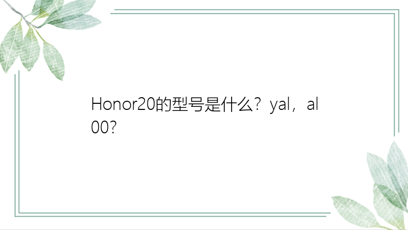 Honor20的型号是什么？yal，al00？