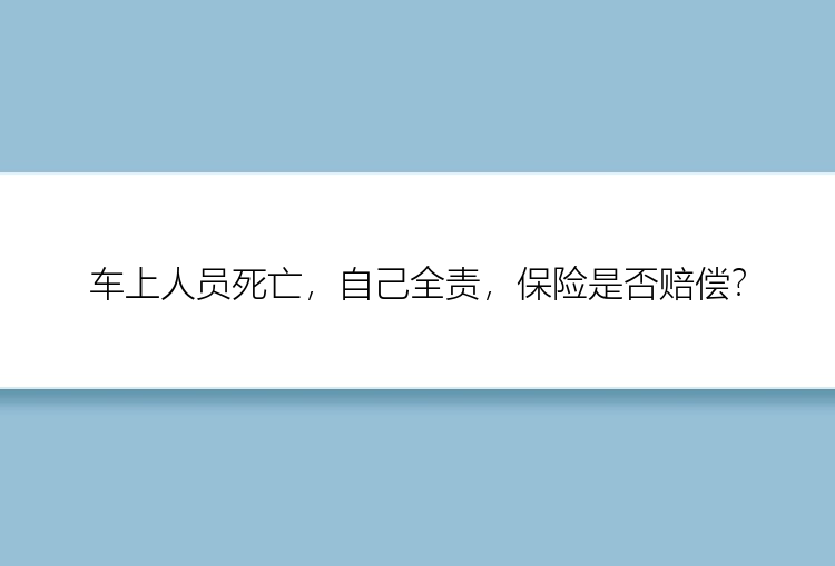 车上人员死亡，自己全责，保险是否赔偿？