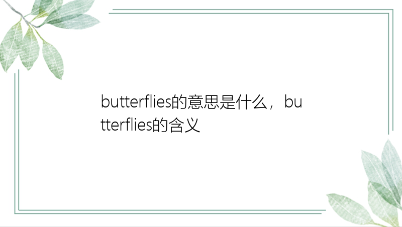butterflies的意思是什么，butterflies的含义