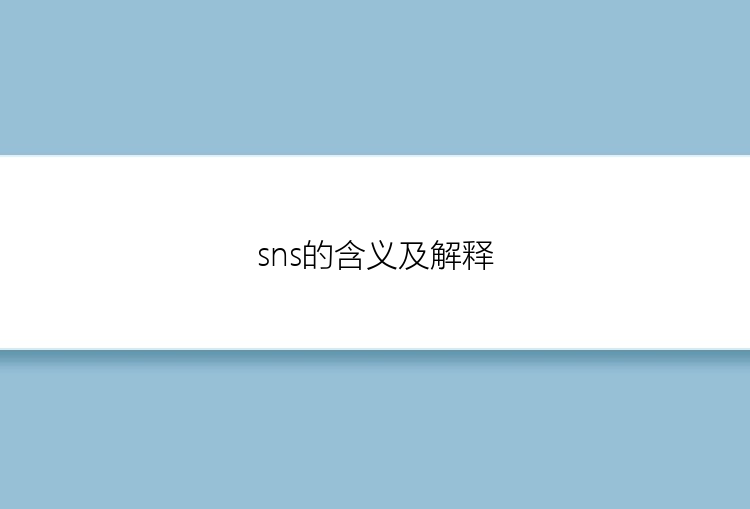 sns的含义及解释