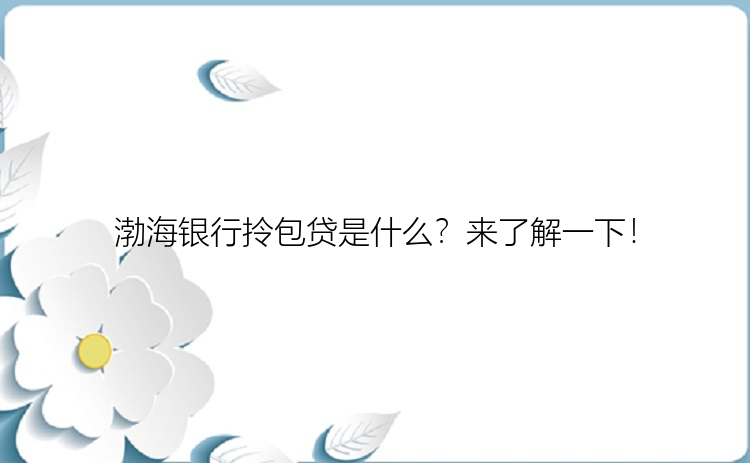 渤海银行拎包贷是什么？来了解一下！