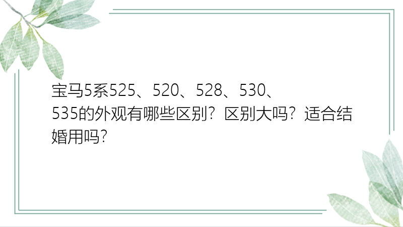 宝马5系525、520、528、530、535的外观有哪些区别？区别大吗？适合结婚用吗？