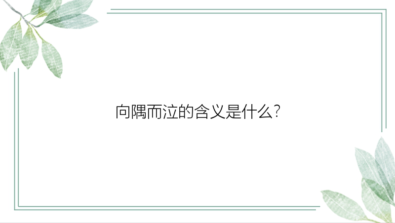 向隅而泣的含义是什么？