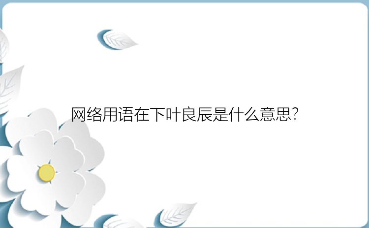 网络用语在下叶良辰是什么意思？