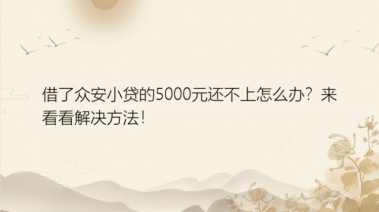 借了众安小贷的5000元还不上怎么办？来看看解决方法！