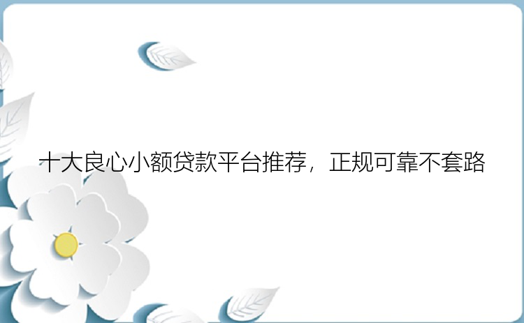 十大良心小额贷款平台推荐，正规可靠不套路