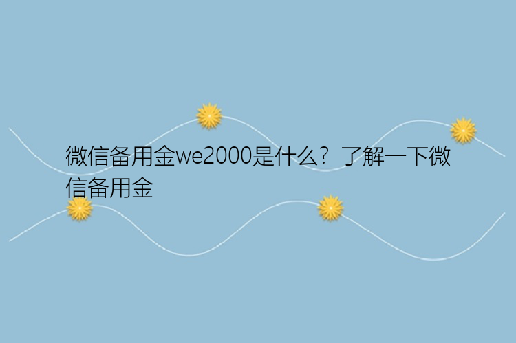 微信备用金we2000是什么？了解一下微信备用金