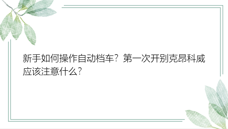 新手如何操作自动档车？第一次开别克昂科威应该注意什么？