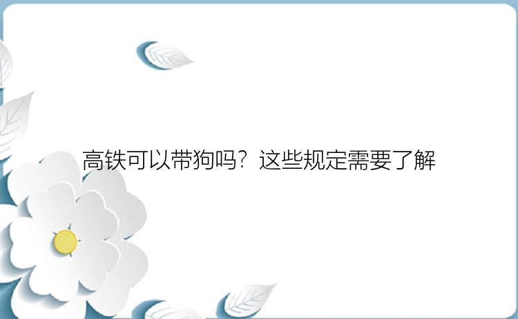 高铁可以带狗吗？这些规定需要了解