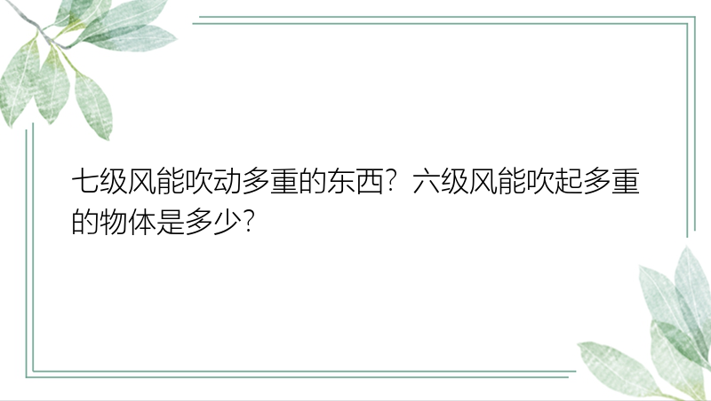 七级风能吹动多重的东西？六级风能吹起多重的物体是多少？