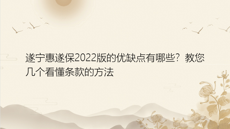 遂宁惠遂保2022版的优缺点有哪些？教您几个看懂条款的方法