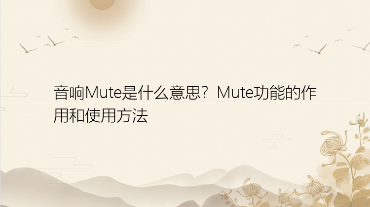 音响Mute是什么意思？Mute功能的作用和使用方法