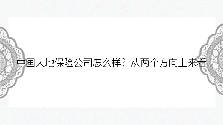 中国大地保险公司怎么样？从两个方向上来看