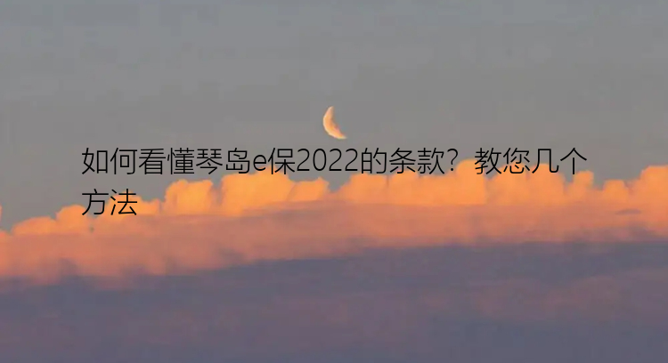 如何看懂琴岛e保2022的条款？教您几个方法