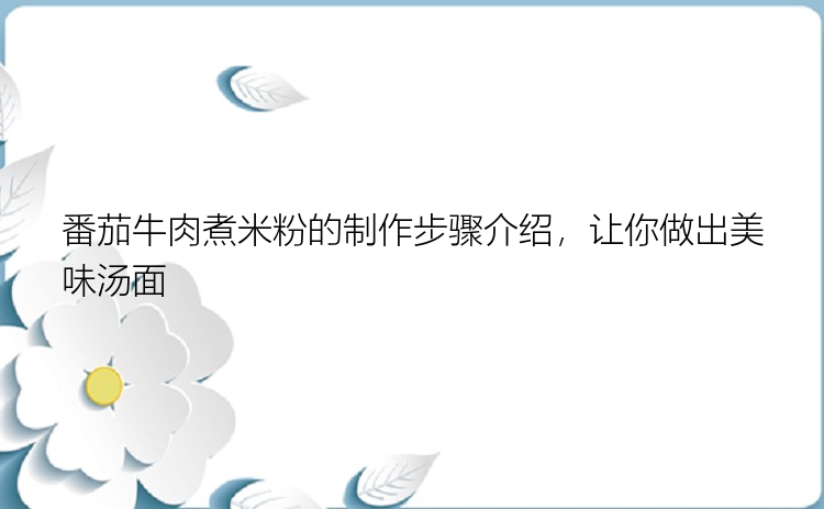 番茄牛肉煮米粉的制作步骤介绍，让你做出美味汤面