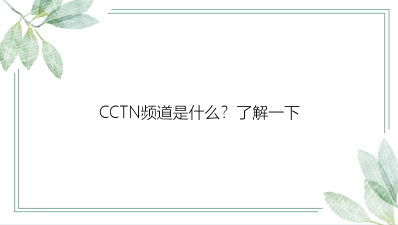 CCTN频道是什么？了解一下