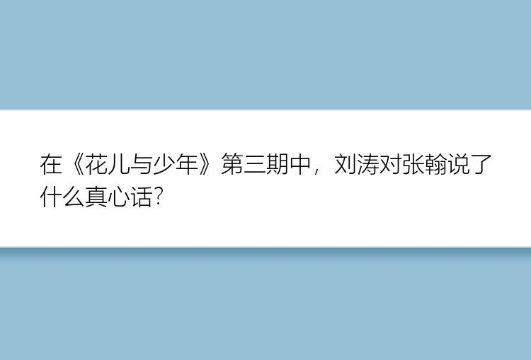 在《花儿与少年》第三期中，刘涛对张翰说了什么真心话？