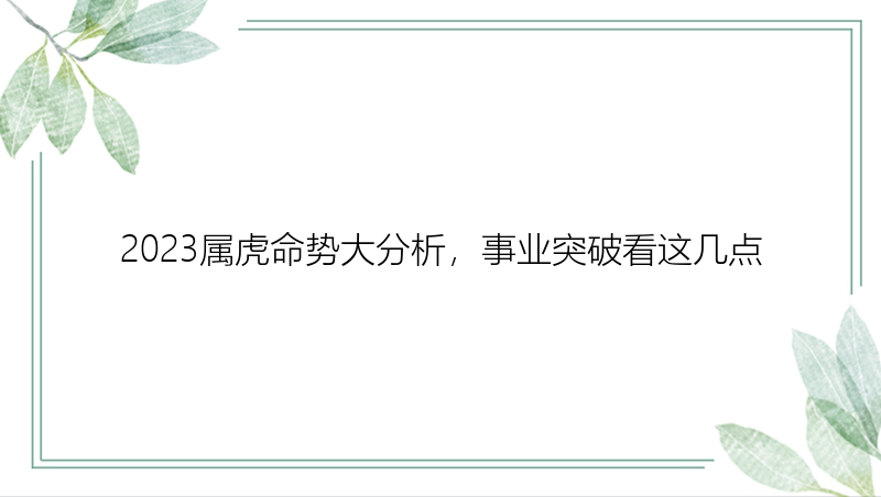 2023属虎命势大分析，事业突破看这几点