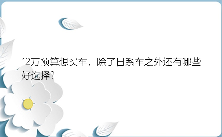 12万预算想买车，除了日系车之外还有哪些好选择？