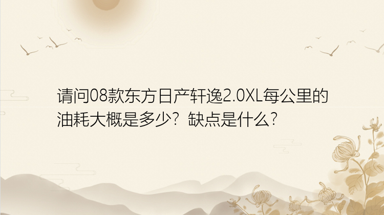 请问08款东方日产轩逸2.0XL每公里的油耗大概是多少？缺点是什么？