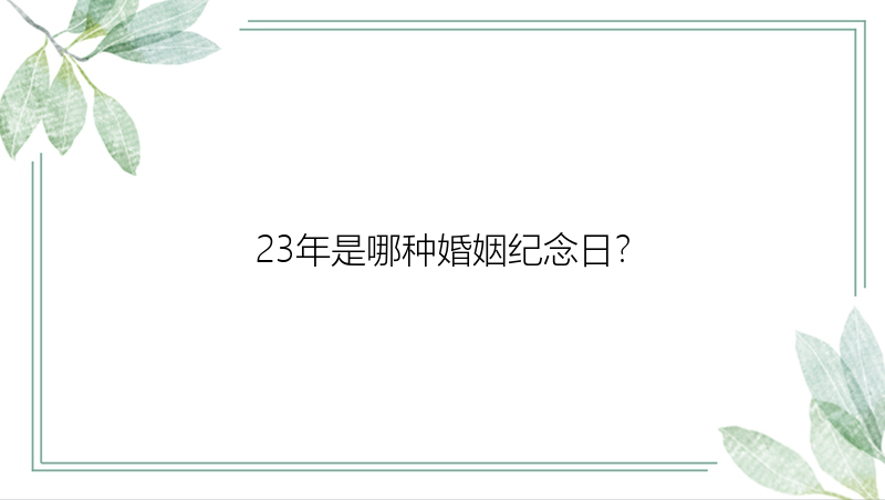 23年是哪种婚姻纪念日？