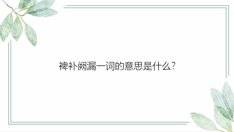 裨补阙漏一词的意思是什么？