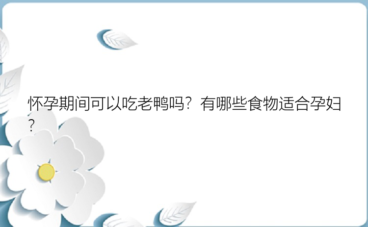 怀孕期间可以吃老鸭吗？有哪些食物适合孕妇？