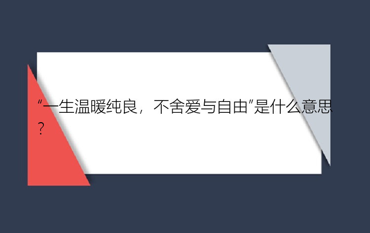 “一生温暖纯良，不舍爱与自由”是什么意思？