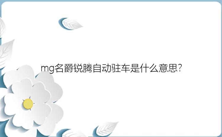 mg名爵锐腾自动驻车是什么意思？