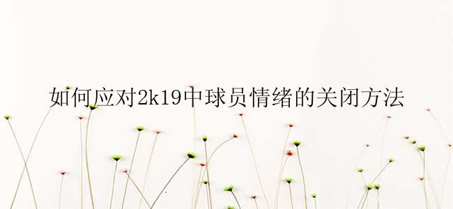 如何应对2k19中球员情绪的关闭方法