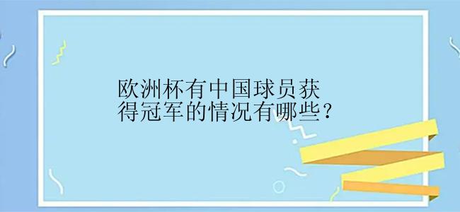 欧洲杯有中国球员获得冠军的情况有哪些？