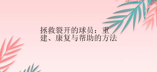 拯救裂开的球员：重建、康复与帮助的方法