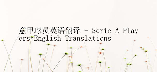 意甲球员英语翻译 - Serie A Players English Translations