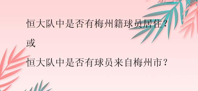 恒大队中是否有梅州籍球员居住？

或

恒大队中是否有球员来自梅州市？