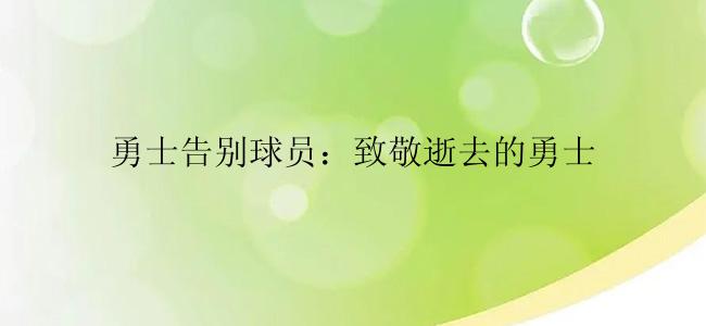 勇士告别球员：致敬逝去的勇士