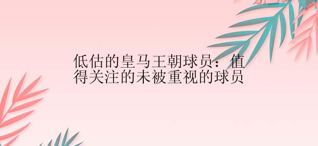 低估的皇马王朝球员：值得关注的未被重视的球员