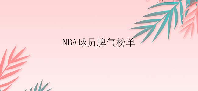 NBA球员脾气榜单